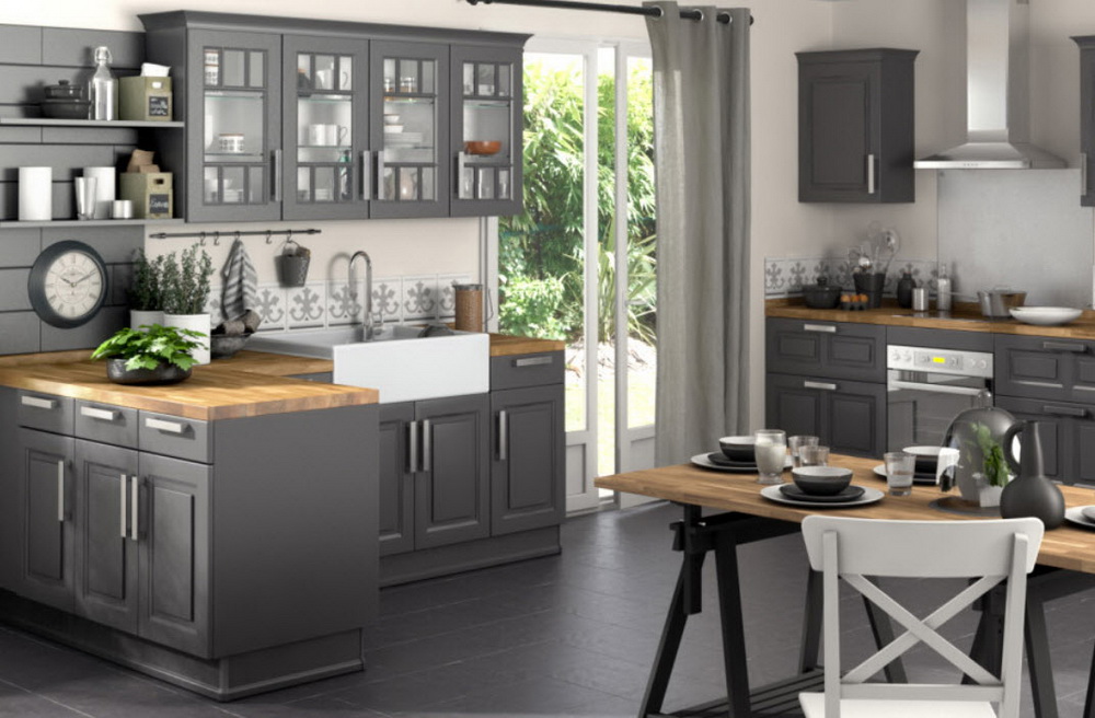 Оформление интерьера кухни серого цвета в стиле прованс